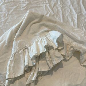 Pottery Barn Harland Linen Cotton Duvet 2007 Ruffles Button Country Cottage Cozy